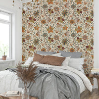 Romantic autumn wallpaper with garden details and soft insects.

