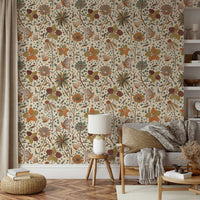 Dreamy wallpaper showing butterflies in amber and rust tones.

