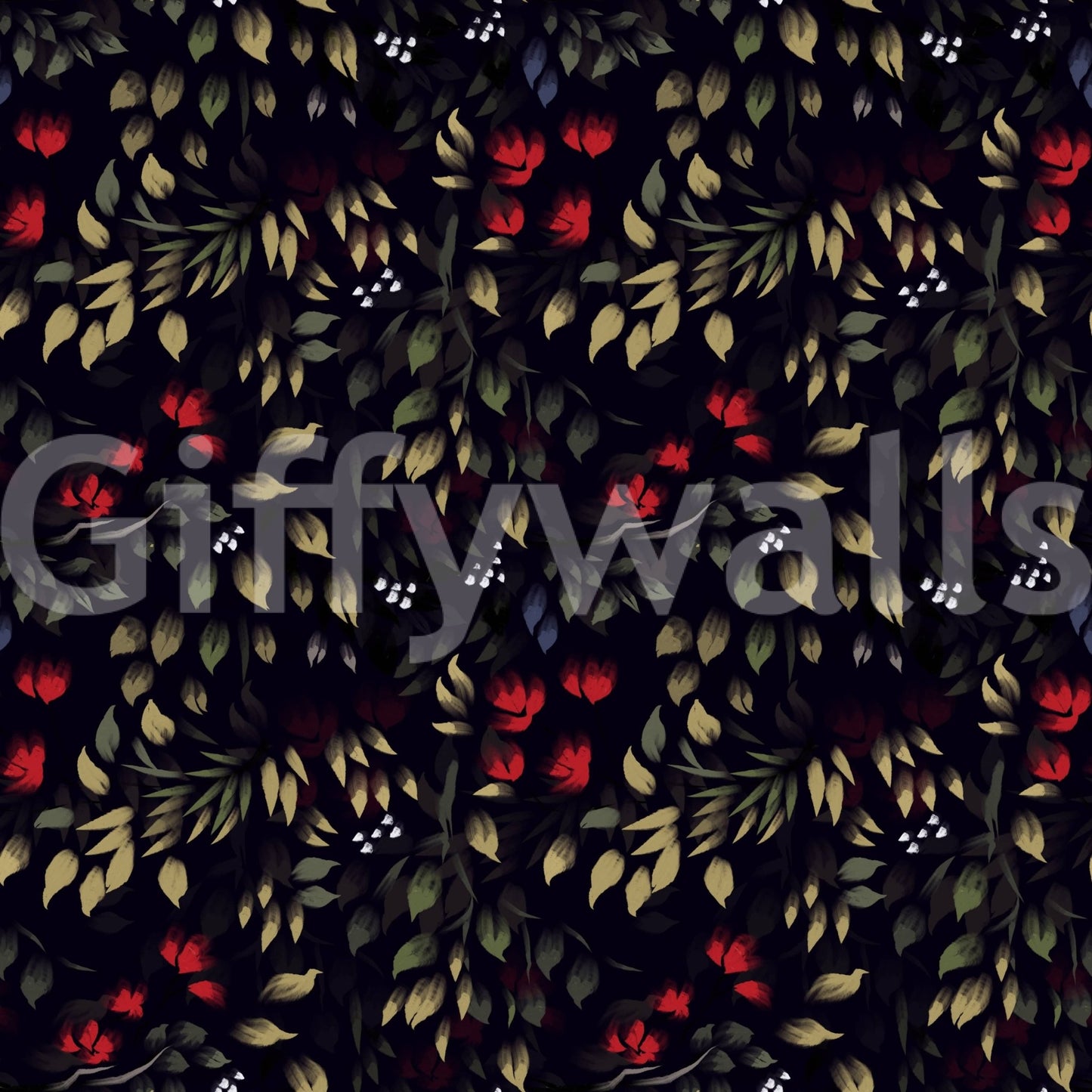 Corner view of a room showcasing the detailed Secret Garden Noir Wallpaper.