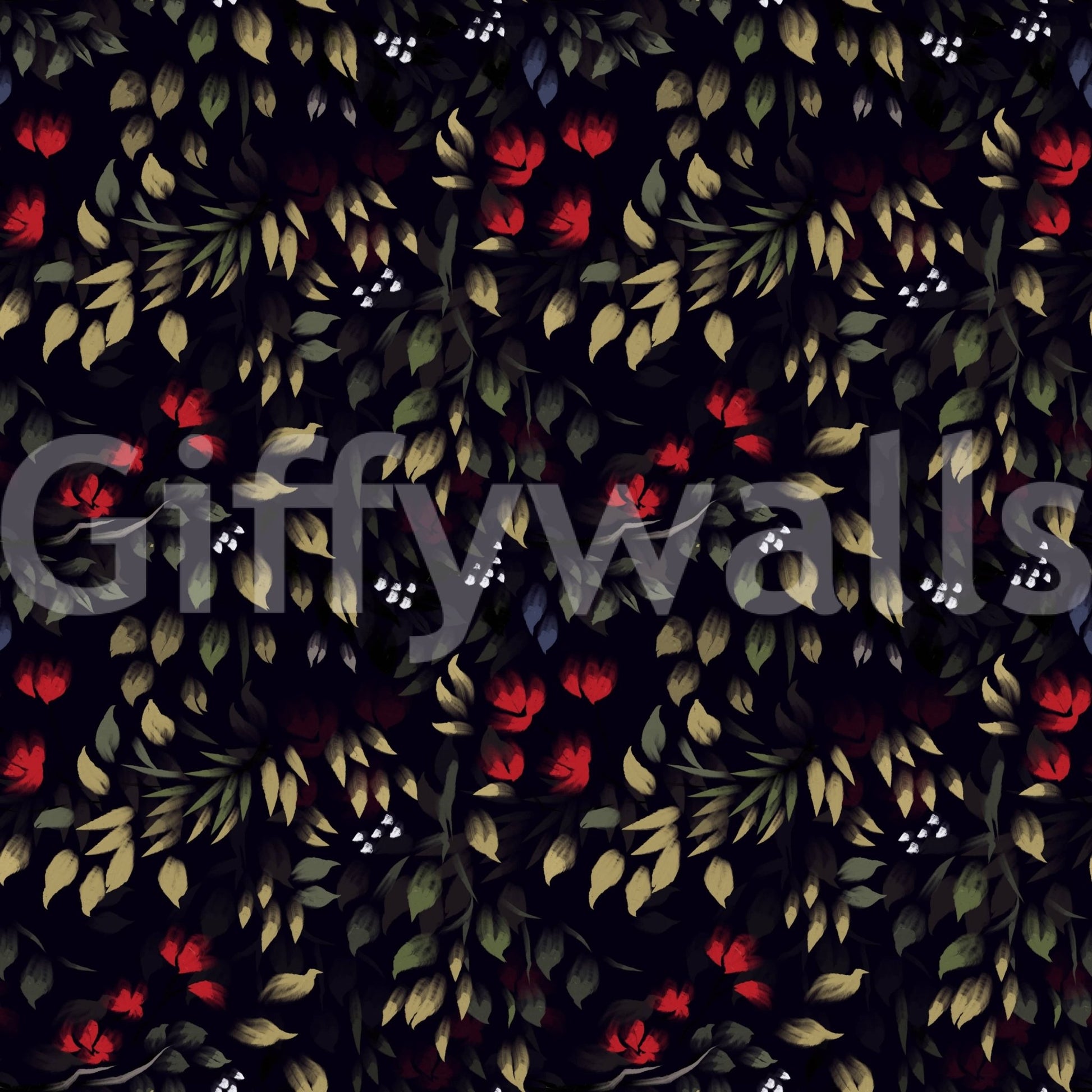 Corner view of a room showcasing the detailed Secret Garden Noir Wallpaper.