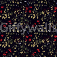 Corner view of a room showcasing the detailed Secret Garden Noir Wallpaper.