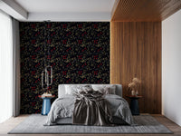 Secret Garden Noir Wallpaper in a luxurious bedroom.