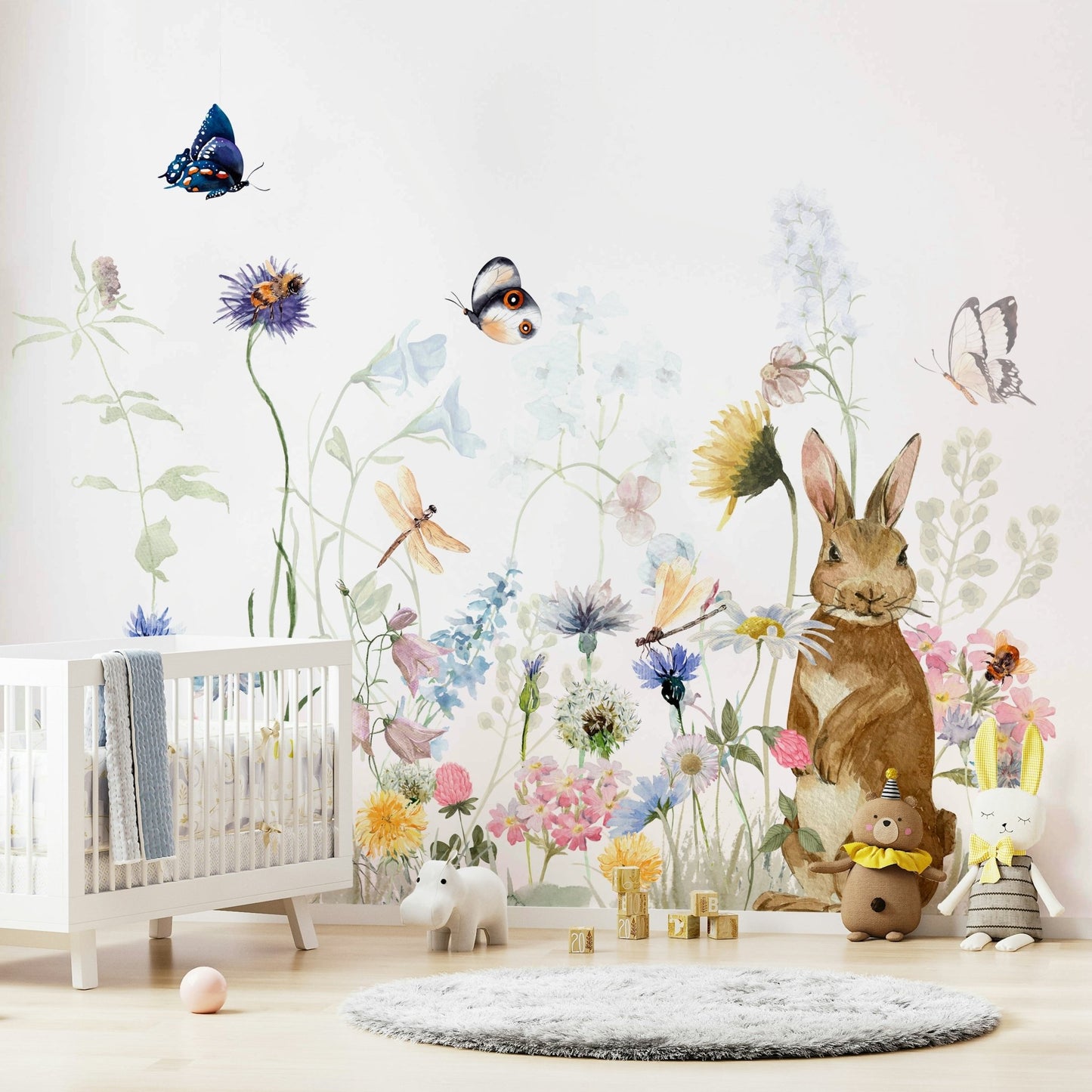 Charming rabbits wall mural for nature lovers’ room., GD1246
