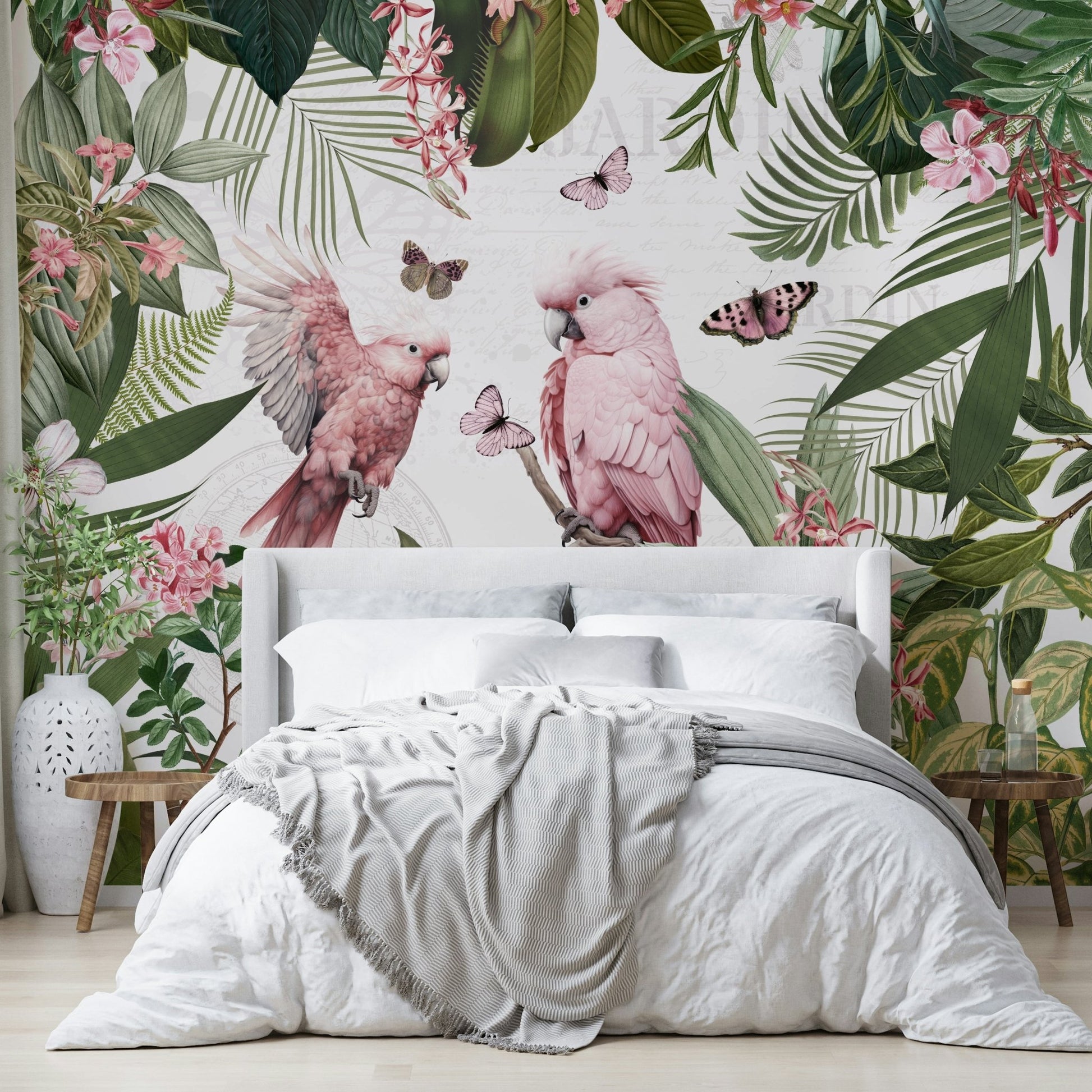Nature-inspired mural with gentle garden blooms

