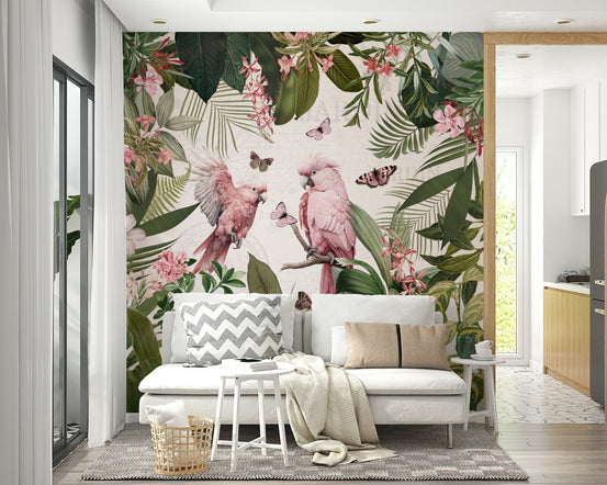 Secret Garden Rendezvous mural with floral details, GD1217