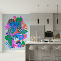 A graceful subtle leaf wall mural in rich, natural tones.