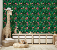 Lush garden mural wallpaper design

