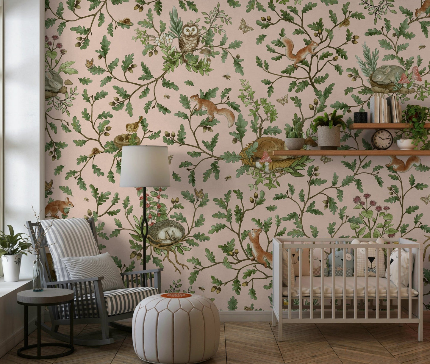 Bedroom background using the Secret Grove Wall Mural
