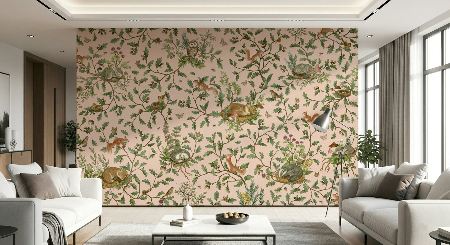 Subtle light filtering through the Secret Grove Wall Mural