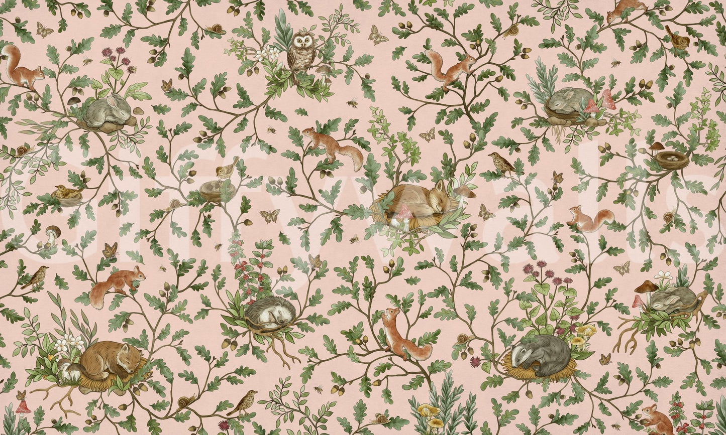 Forest ambiance created by the Secret Grove Wall Mural
