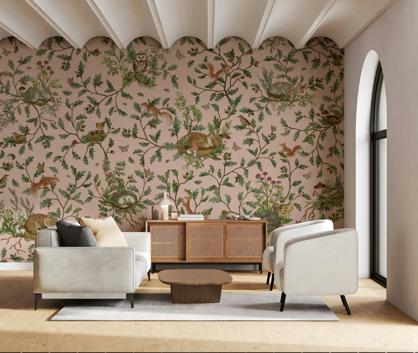 Sophisticated foliage on the Secret Grove Wall Mural design