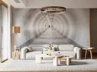 Secret Passages wall mural in living room with tunnel depth view