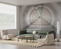Secret Passages wall mural showing long tunnel with depth view