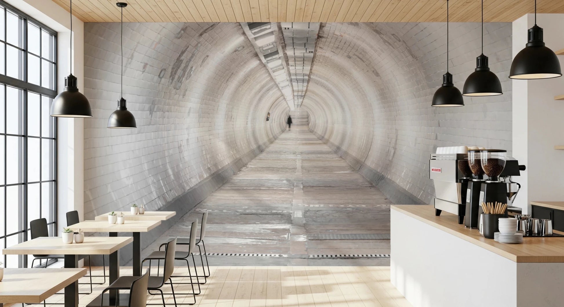 Tunnel perspective wall mural with Secret Passages visual depth