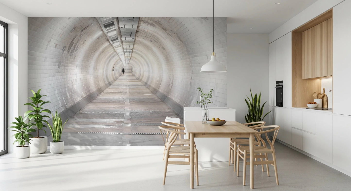 Passageway wall mural with Secret Passages tiled tunnel design