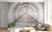Hallway featuring Secret Passages wall mural with tunnel effect