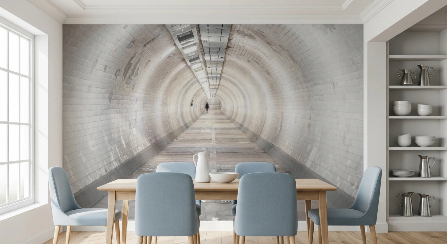 Dining area styled with Secret Passages wall mural perspective design
