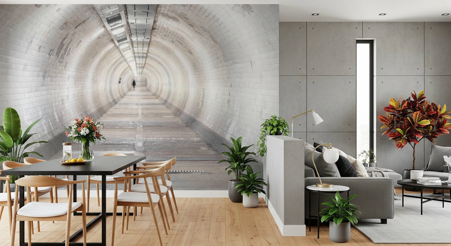 Realistic tunnel wall mural with Secret Passages depth effect