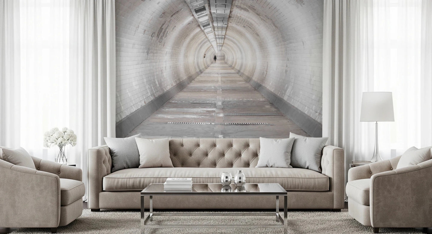 Secret Passages wall mural with long corridor and soft light