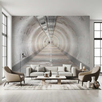Secret Passages mural featuring curved tunnel and vanishing point
