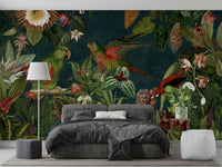 Vintage Garden Wall Mural with Tropical Palm Leaves

