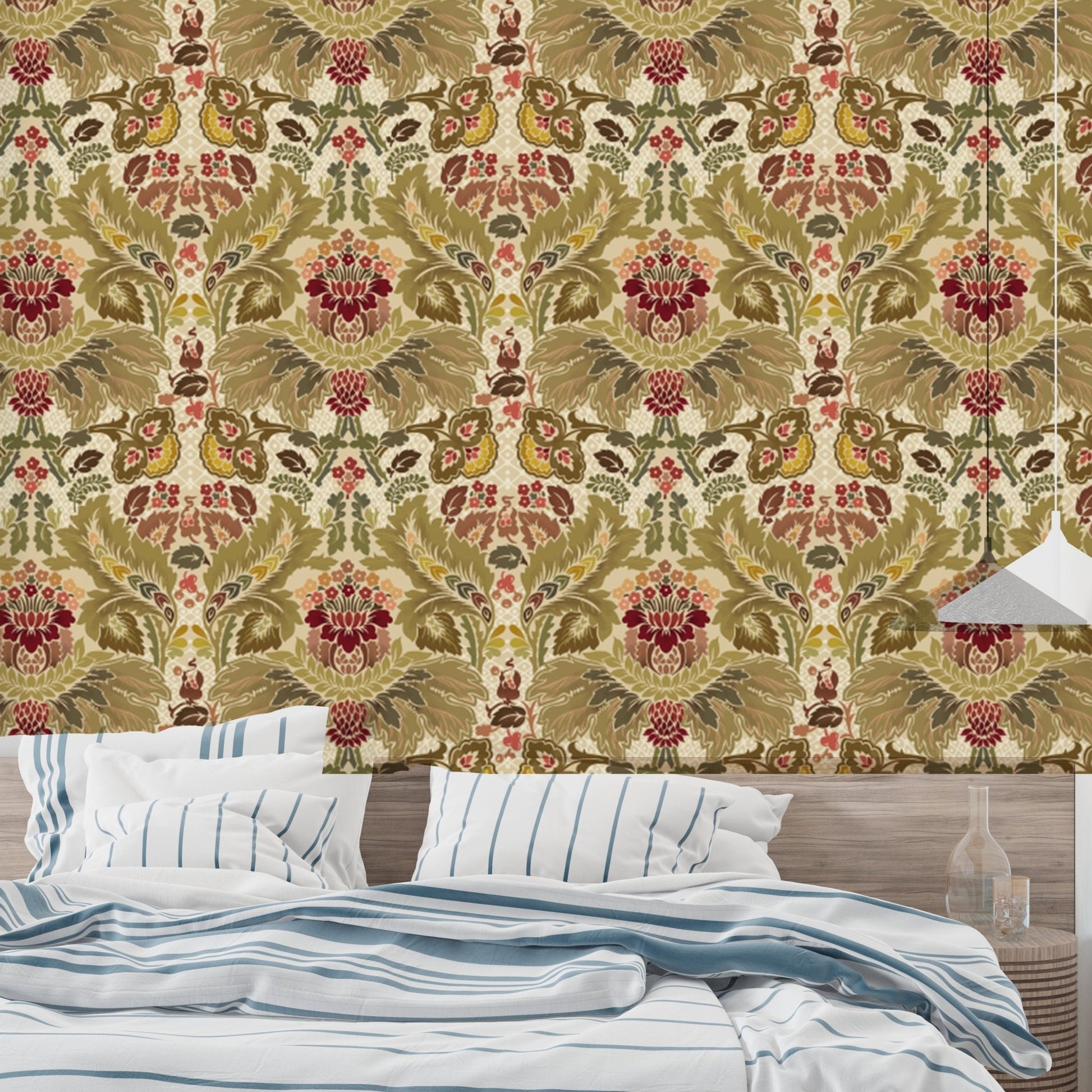 Regal Petals Damask wallpaper showcasing timeless floral elegance.
