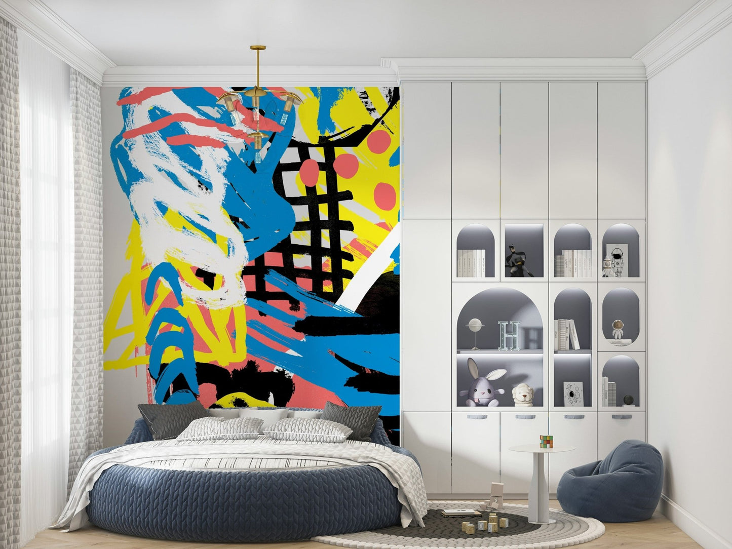 A contemplative gentle design wallpaper mural for a feature wall.