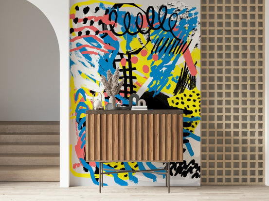 A beautiful abstract art wallpaper mural with symbolic elements., GD5355