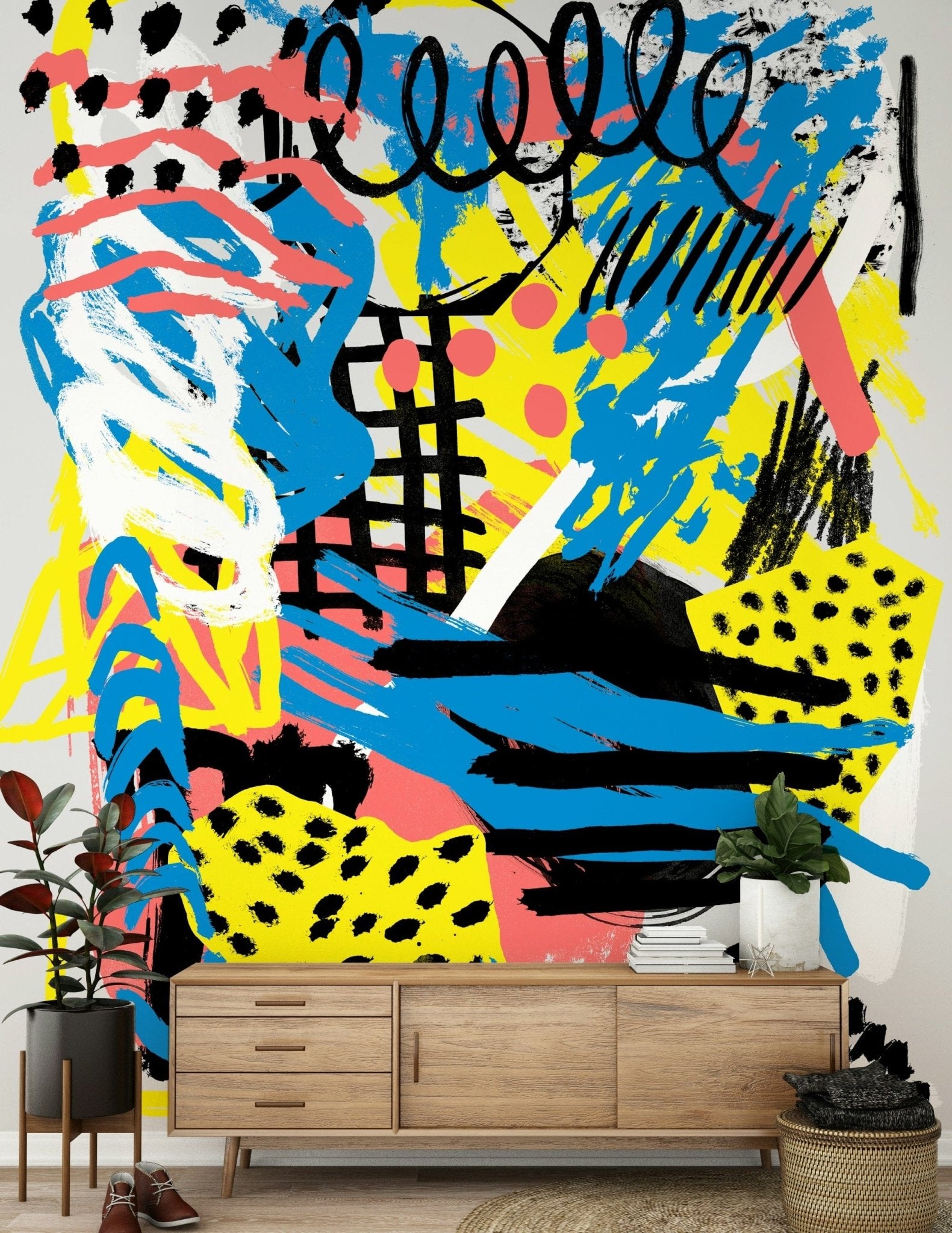 A graceful subtle pattern wall mural in cool, natural tones.