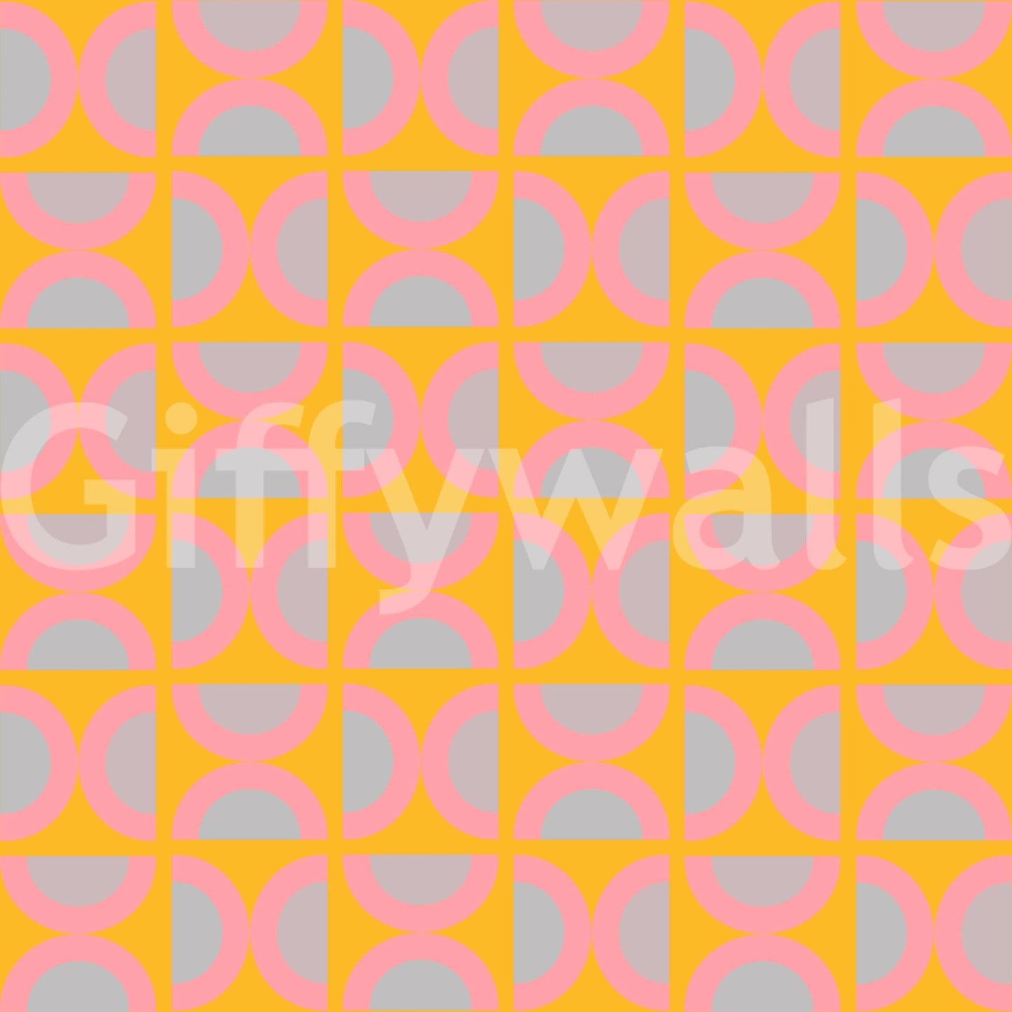 Graphic Semi-Circle Pop yellow background mural pattern.