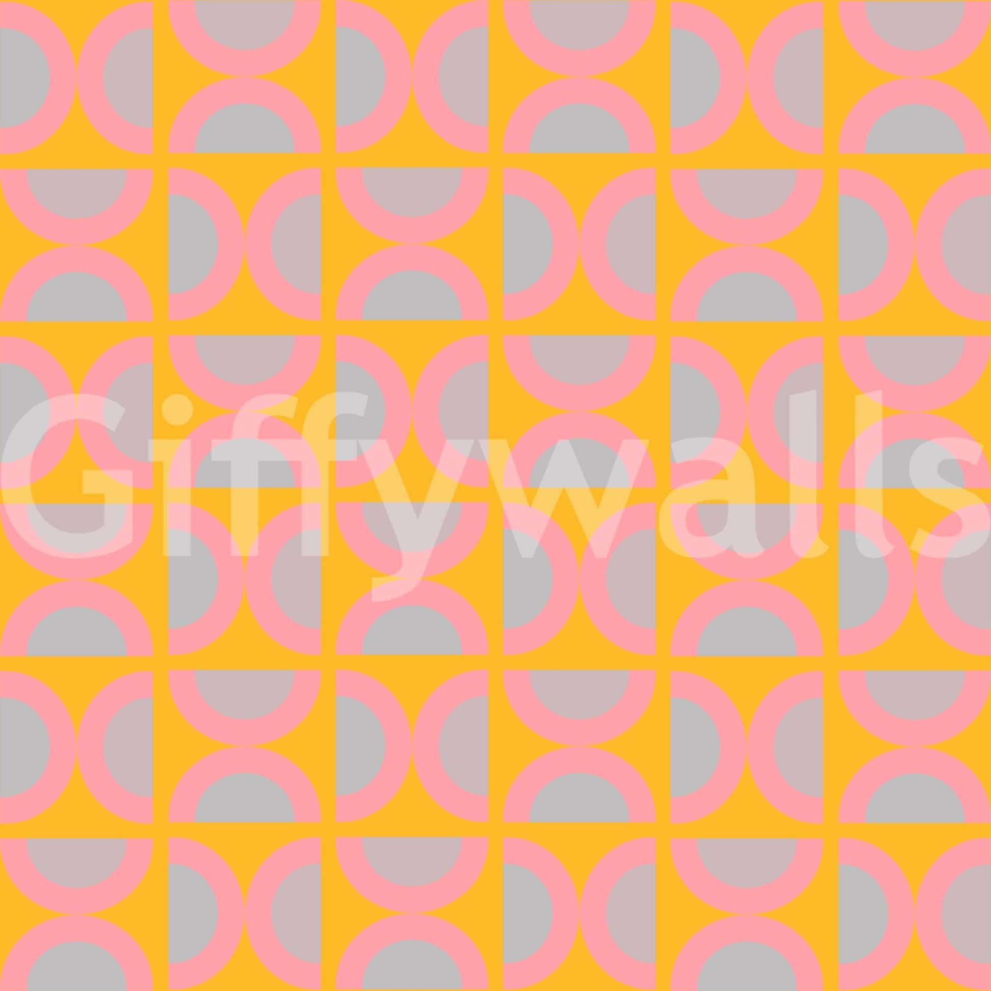 Graphic Semi-Circle Pop yellow background mural pattern.