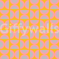 Graphic Semi-Circle Pop yellow background mural pattern.