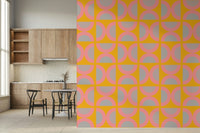 Abstract tiled wall covering Semi-Circle Pop circles.