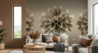 Stunning wall mural Sepia Dahlia Trio bloom artwork elegant