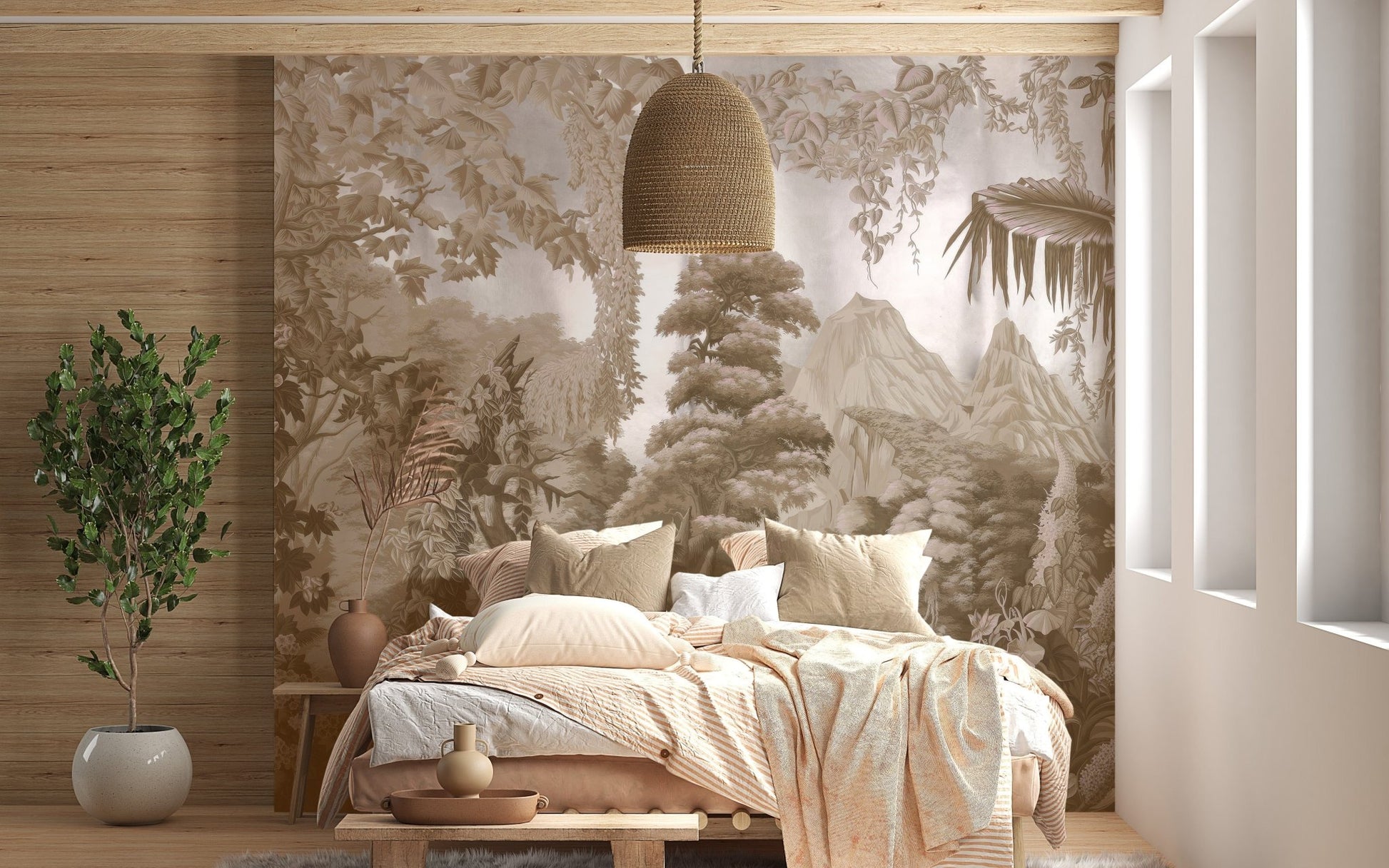 Sepia Forest Wall Mural - Giffywalls