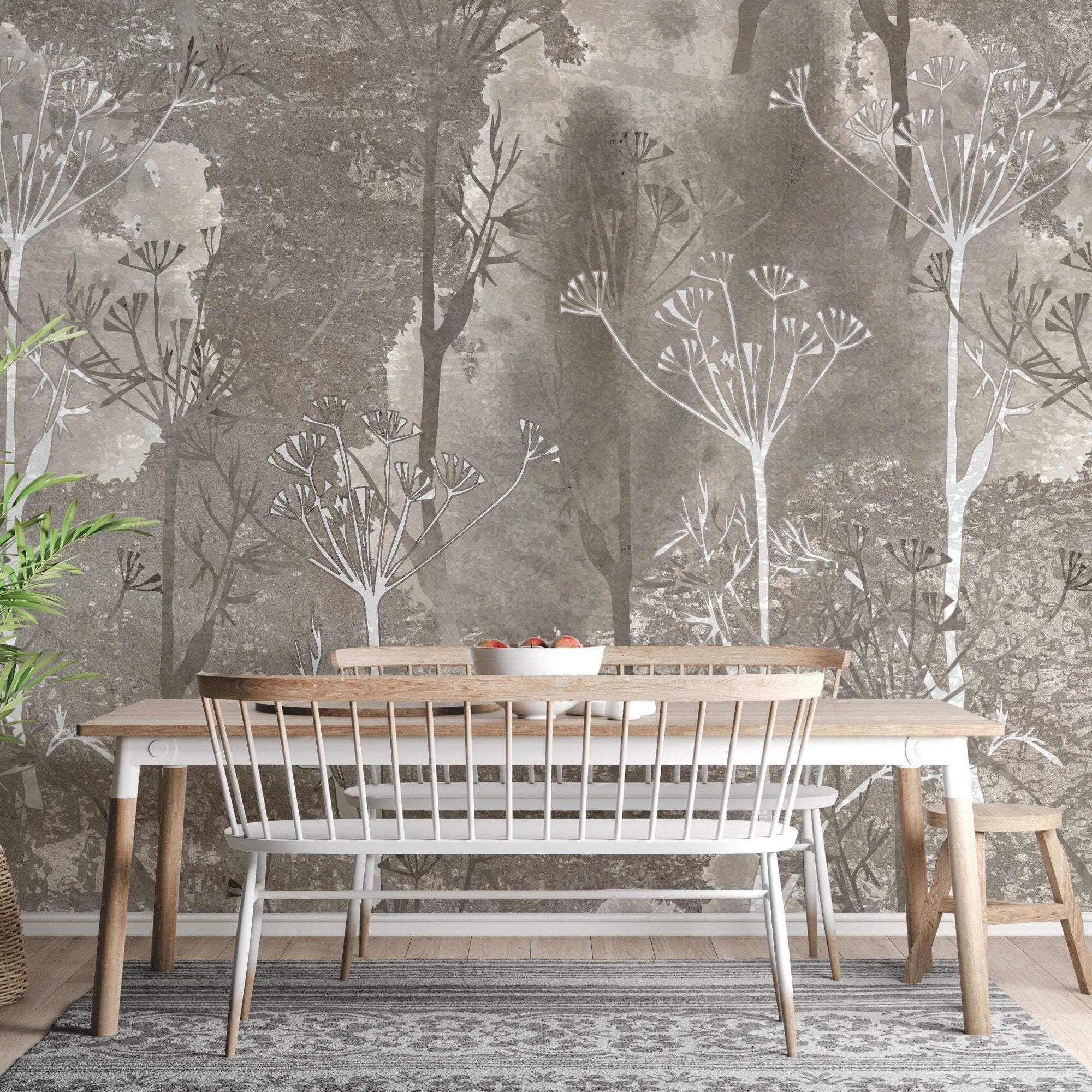 Sepia gray abstract forest tree wallpaper A112
