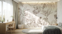 Sepia wall art showcasing jungle flora and fauna, GD1234