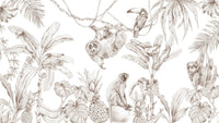 Tranquil sepia-toned jungle wall mural for interiors, GD1234