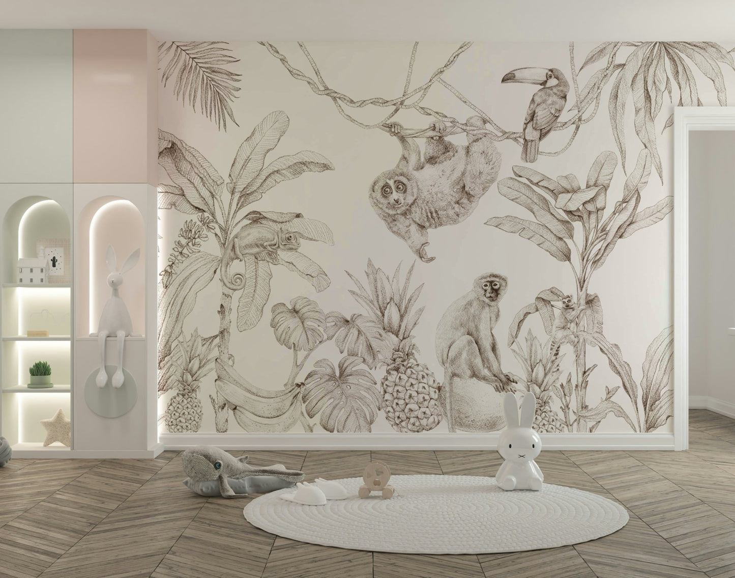 Classic sepia jungle mural for earthy home decor, GD1234