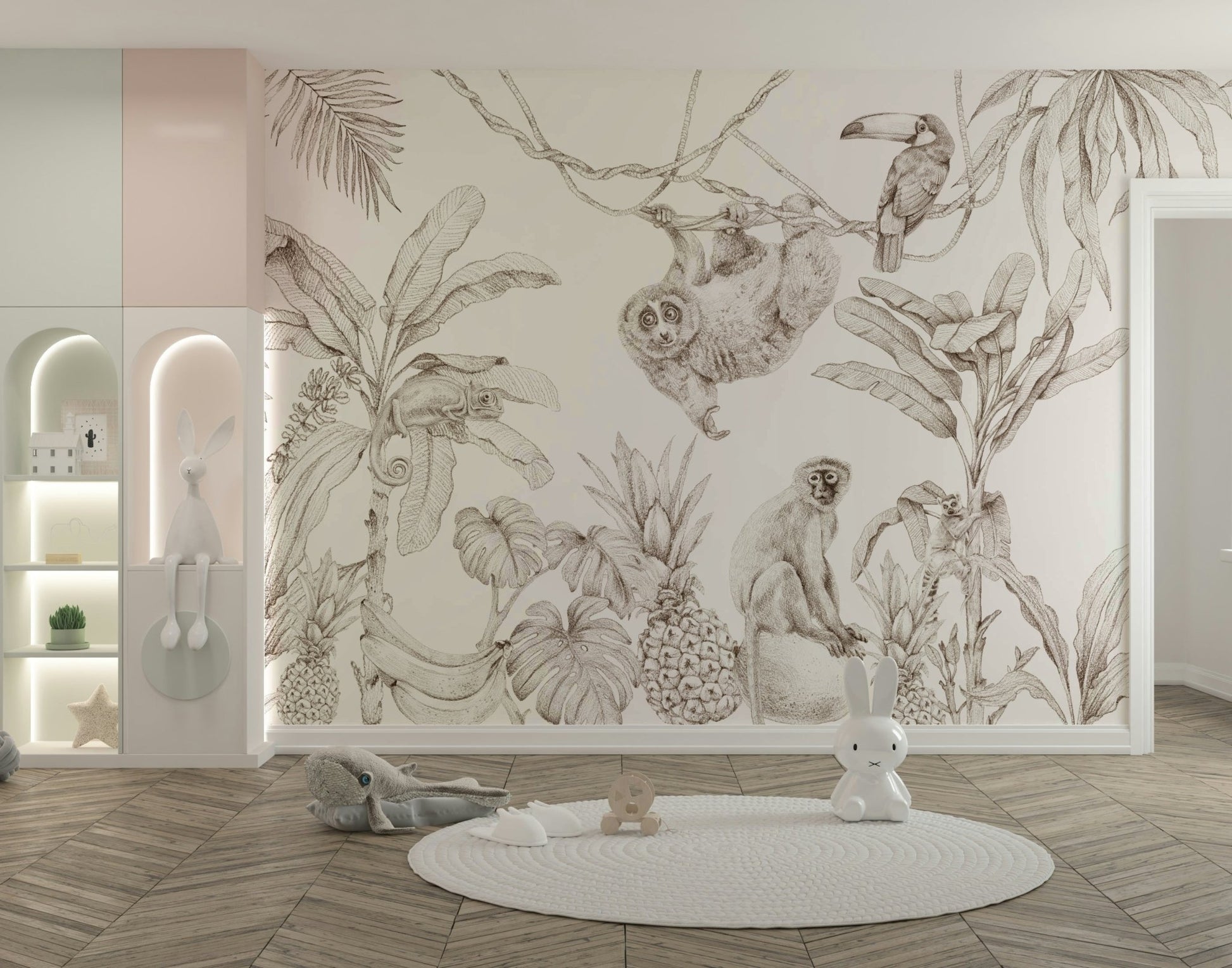 Classic sepia jungle mural for earthy home decor, GD1234