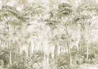 Gentle woodland contrast frames Sepia Pine Forest wall mural well