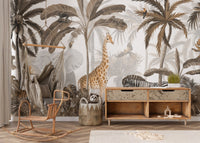 Tropical Jungle Wild Animals Trees Wallpaper Mural - Giffywalls