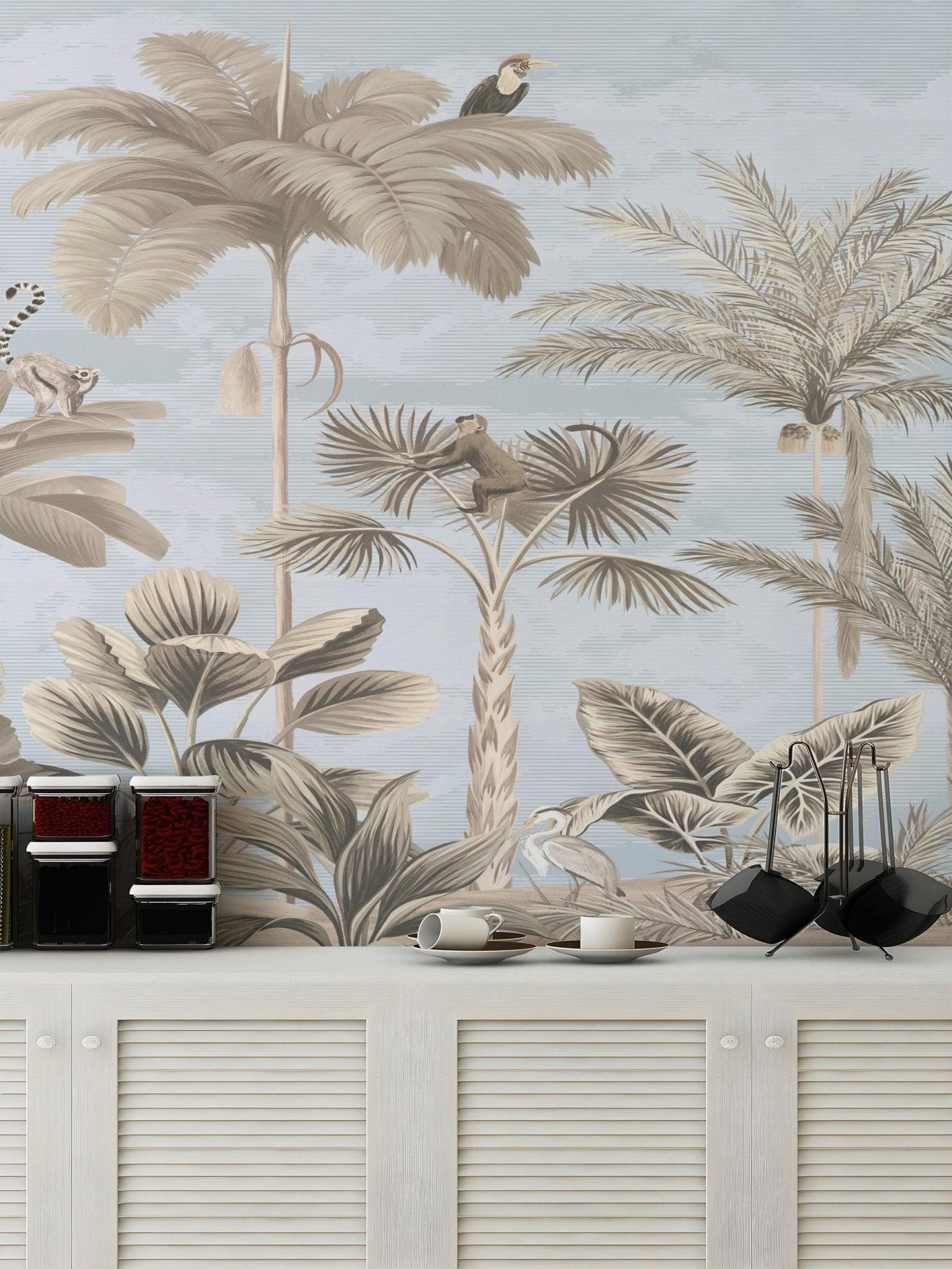 Elegant sepia wallpaper for kitchen walls C290