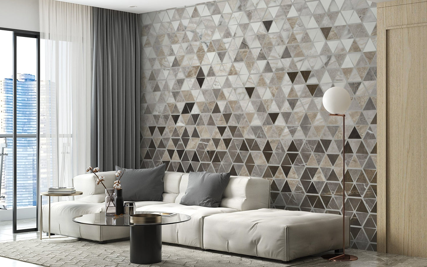 Sepia Triangle Tiles Wallpaper Mural - Giffywalls A557