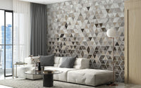 Sepia Triangle Tiles Wallpaper Mural - Giffywalls A557