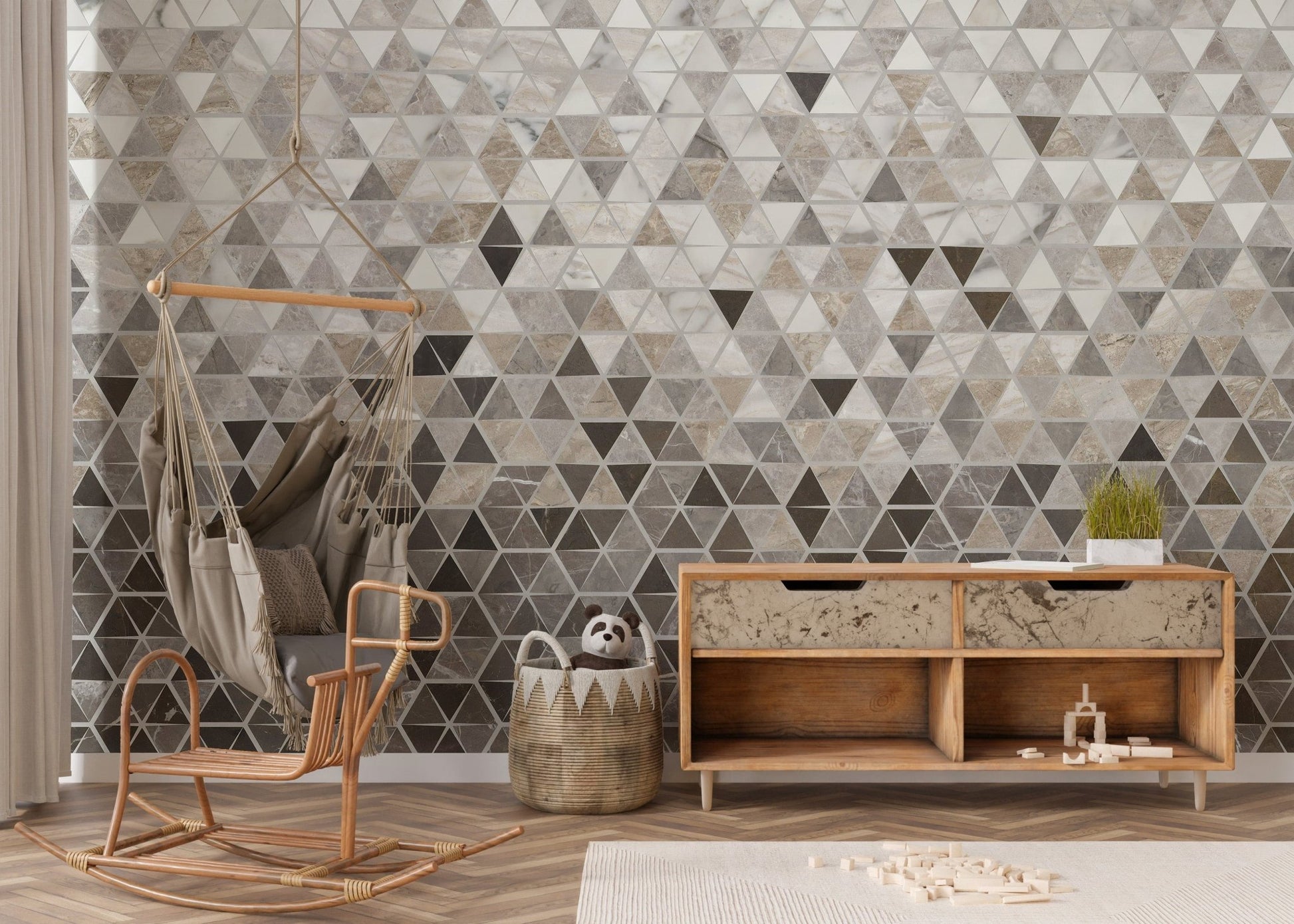 Sepia Triangle Tiles Wallpaper Mural - Giffywalls A557