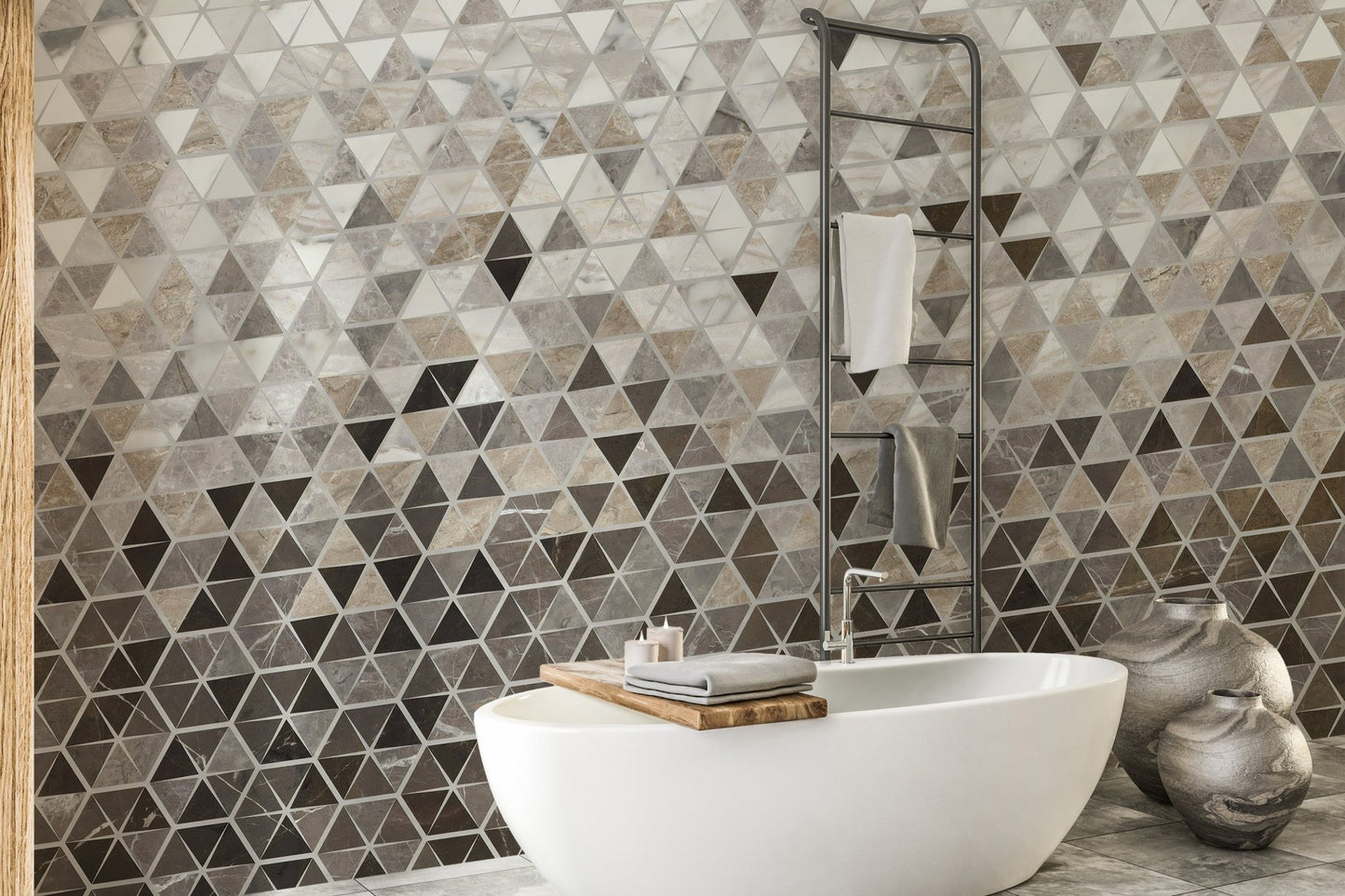 Geometric Sepia Triangle Tiles Wall Mural A557
