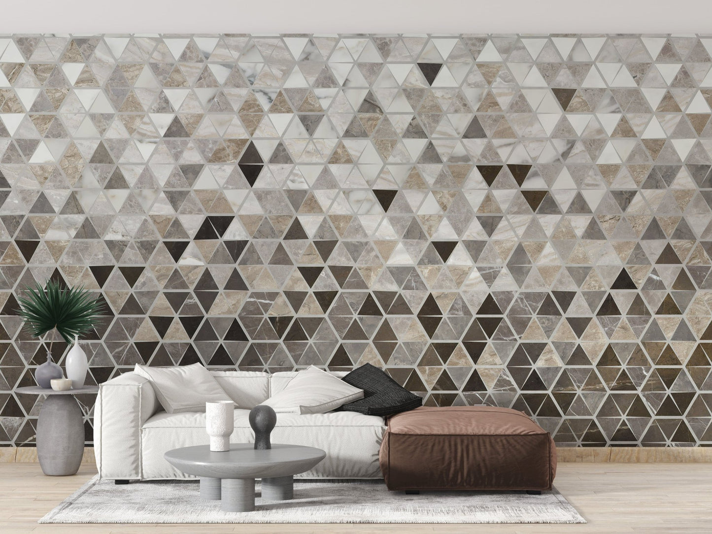 Sepia Triangle Tiles Wallpaper Mural - Giffywalls A557
