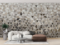 Sepia Triangle Tiles Wallpaper Mural - Giffywalls A557