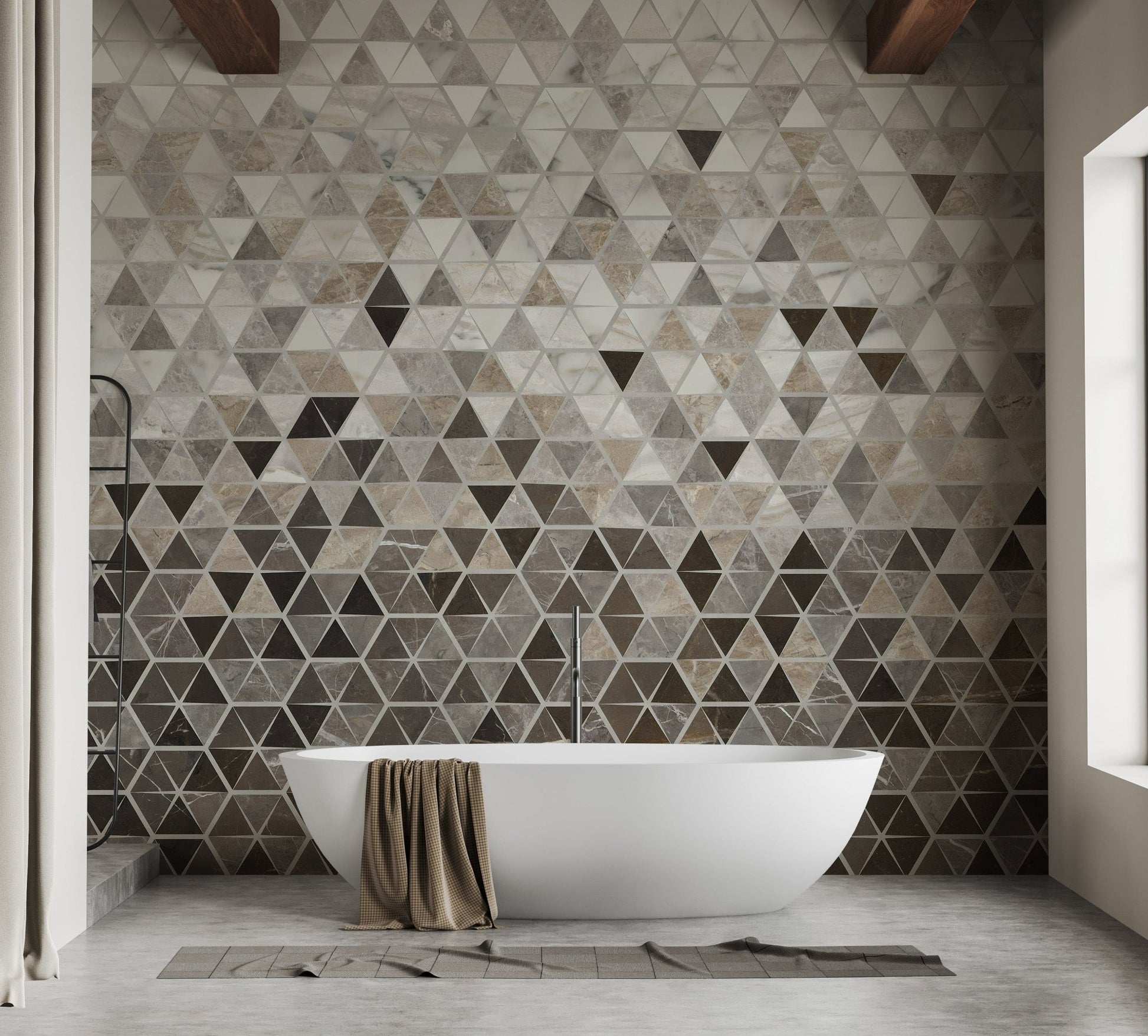Sepia Triangle Tiles Wallpaper Mural
 A557
